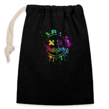 Pixelsmiley - Closable cotton gift bag (14x20cm) - black - Front