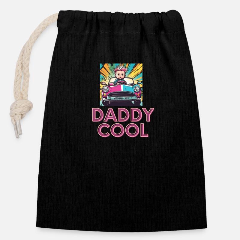 DaDdY COOL - Closable cotton gift bag (14x20cm) - black