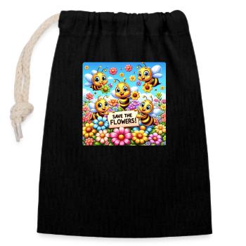 Save the Flowers - Closable cotton gift bag (14x20cm) - black - Front