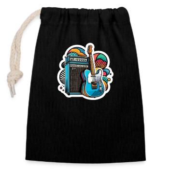 Electric Guitar Sticker - Verschließbarer Geschenkbeutel aus Baumwolle (14x20cm) - Schwarz - Vorne