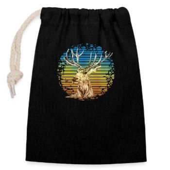 Deer - Closable cotton gift bag (14x20cm) - black - Front