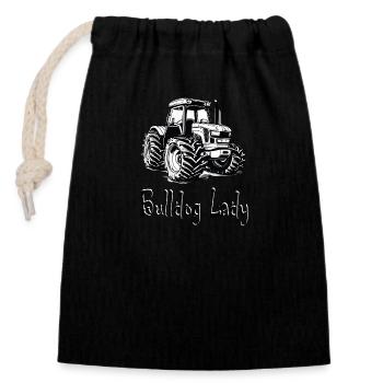 Bulldog Lady - Closable cotton gift bag (14x20cm) - black - Front