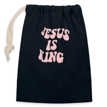 Jesus is King - Closable cotton gift bag (14x20cm) - navy - Front