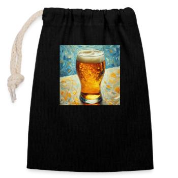 Beer Painting - Closable cotton gift bag (14x20cm) - black - Front