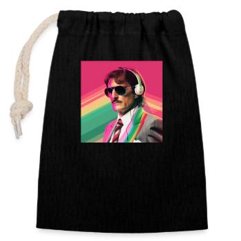 italian vaporwave - Closable cotton gift bag (14x20cm) - black - Front