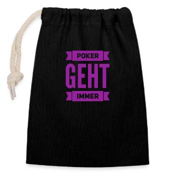 ich stehe auf Poker - Verschließbarer Geschenkbeutel aus Baumwolle (14x20cm) - Schwarz - Vorne