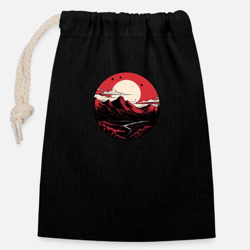 Full moon mountains - Closable cotton gift bag (14x20cm) - black