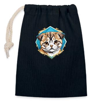 Schottische Faltkatze - Verschließbarer Geschenkbeutel aus Baumwolle (14x20cm) - Navy - Vorne