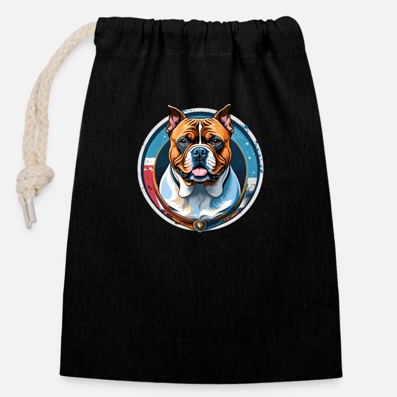 American Bully - Closable cotton gift bag (14x20cm) - black