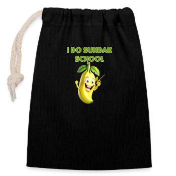 Paintballing banana splits to do sundae school - Closable cotton gift bag (14x20cm) - black - Front