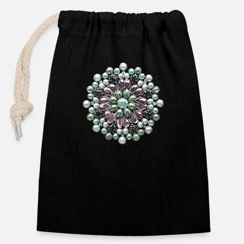 Mon Bijou V1 - Sac cadeau en coton avec cordon (14 x 20 cm) - noir