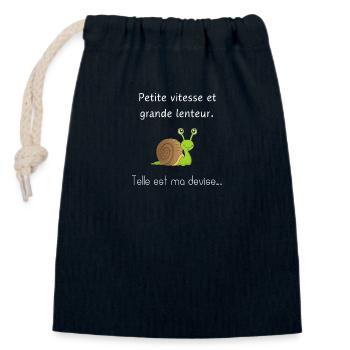 Petit vitesse et grande lenteur - Sac cadeau en coton avec cordon (14 x 20 cm) - bleu marine - Devant