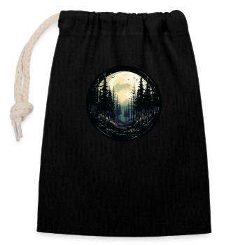 Forest night - Closable cotton gift bag (14x20cm) - black - Front