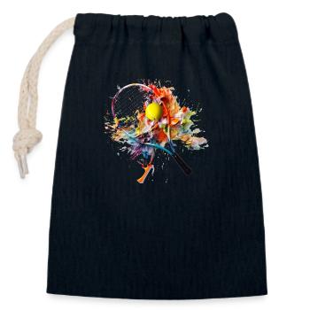Tennis is a popular sport - Closable cotton gift bag (14x20cm) - navy - Front