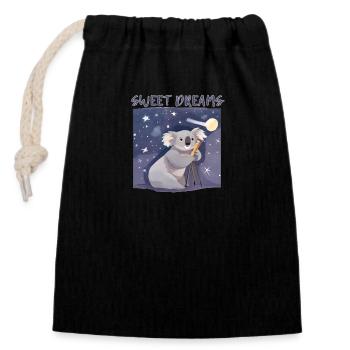 Cute Koala Astronomer: Starry Sky Exploration - Closable cotton gift bag (14x20cm) - black - Front