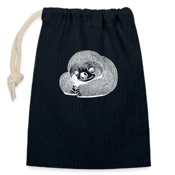 Exhausted tired cute sloth - Closable cotton gift bag (14x20cm) - navy - Front
