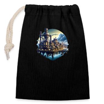 Steampunk City - Closable cotton gift bag (14x20cm) - black - Front