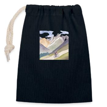 Bicycle Love Mountain - Closable cotton gift bag (14x20cm) - navy - Front