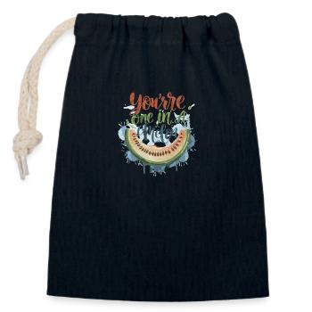 Whimsical Watermelon Dream - Sac cadeau en coton avec cordon (14 x 20 cm) - bleu marine - Devant