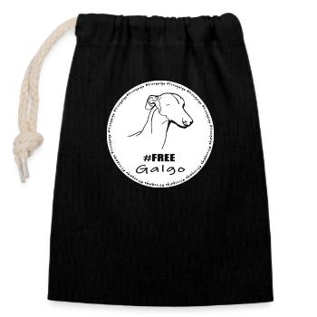 FREE GALGO ESPANOL, Windhunde, Windhund - Verschließbarer Geschenkbeutel aus Baumwolle (14x20cm) - Schwarz - Vorne