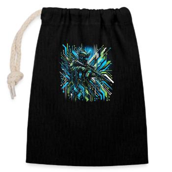 Cybernetic Soldier Interface - Closable cotton gift bag (14x20cm) - black - Front