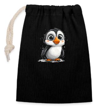 Cute Penguins Cute Baby Animal South Pole Penguin - Closable cotton gift bag (14x20cm) - black - Front
