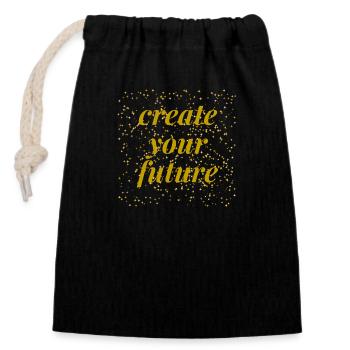 create your future - Verschließbarer Geschenkbeutel aus Baumwolle (14x20cm) - Schwarz - Vorne