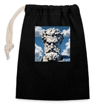 Mythos Zeus - Verschließbarer Geschenkbeutel aus Baumwolle (14x20cm) - Schwarz - Vorne