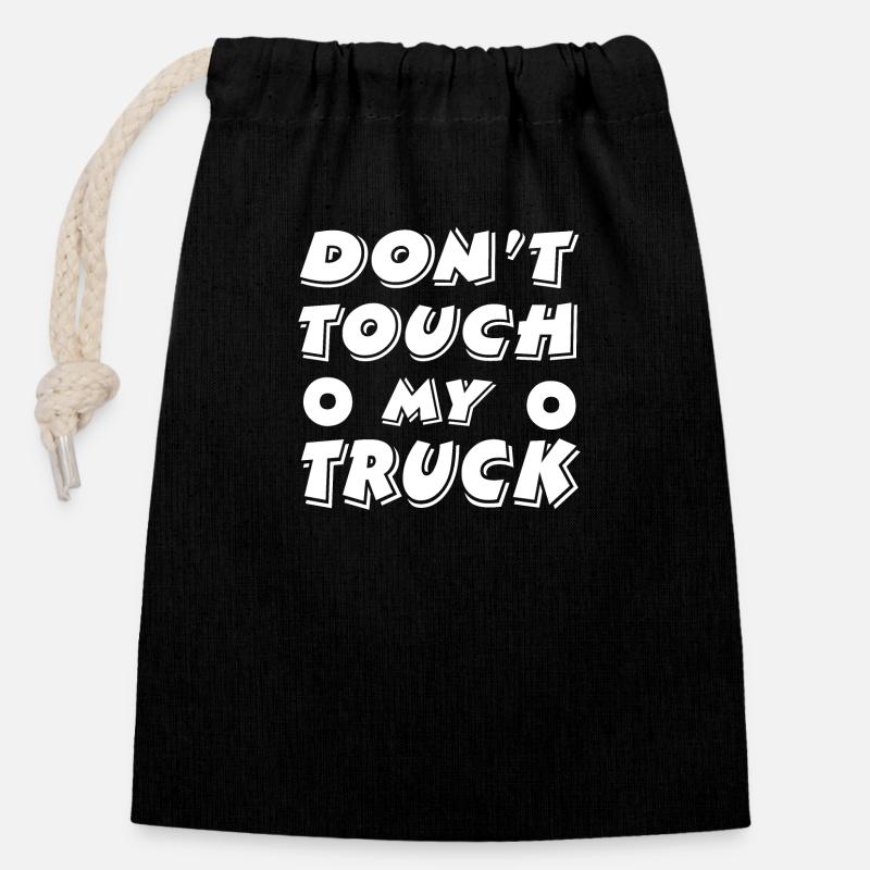 Truck - Closable cotton gift bag (14x20cm) - black
