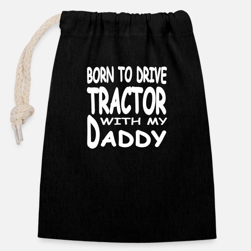 Tractor - Closable cotton gift bag (14x20cm) - black
