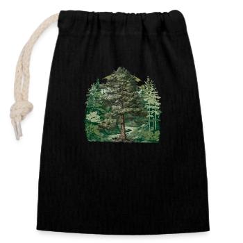 Forêt, Nature, Nature sauvage, Flore, Amoureux de la nature, Arbre - Sac cadeau en coton avec cordon (14 x 20 cm) - noir - Devant