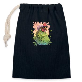 Clucky Chuckles : Thé au poulet hilarant - Sac cadeau en coton avec cordon (14 x 20 cm) - bleu marine - Devant