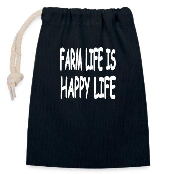 Ferme - Sac cadeau en coton avec cordon (14 x 20 cm) - bleu marine - Devant