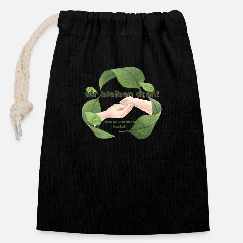 environment - Closable cotton gift bag (14x20cm) - black