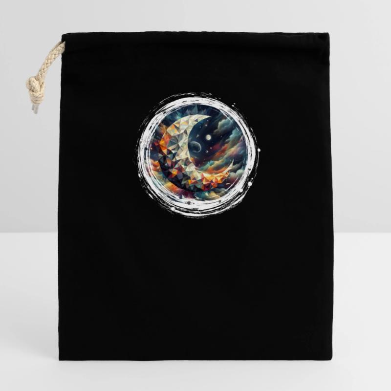 Moon Vector Triangles Space Nebula Closable cotton gift bag (14x20cm)