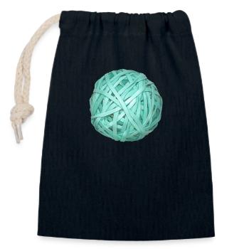 Turquoise Ribbon Ball - Closable cotton gift bag (14x20cm) - navy - Front