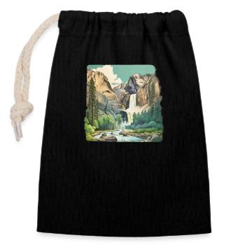 Wonderful beautiful mountain scenery - Closable cotton gift bag (14x20cm) - black - Front