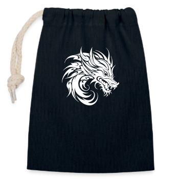 Gefährlicher fauchender Tattoo Style Drachen Kopf - Verschließbarer Geschenkbeutel aus Baumwolle (14x20cm) - Navy - Vorne