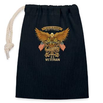 Army War Military Uniform Force Soldier Veteran - Closable cotton gift bag (14x20cm) - navy - Front