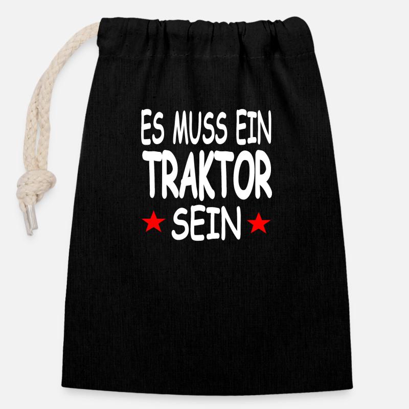 Traktor - Verschließbarer Geschenkbeutel aus Baumwolle (14x20cm) - Schwarz