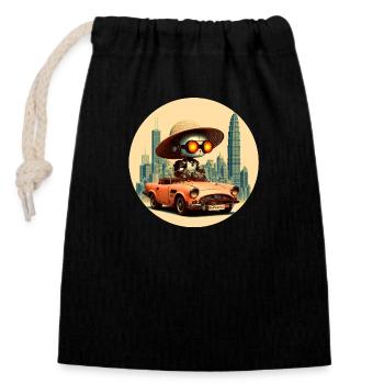 Time Traveler - Closable cotton gift bag (14x20cm) - black - Front