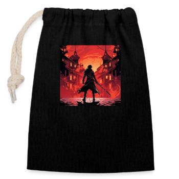 "Zoro" Style - Closable cotton gift bag (14x20cm) - black - Front