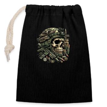 Eagle's Vigilance: Tactical Skull - Closable cotton gift bag (14x20cm) - black - Front