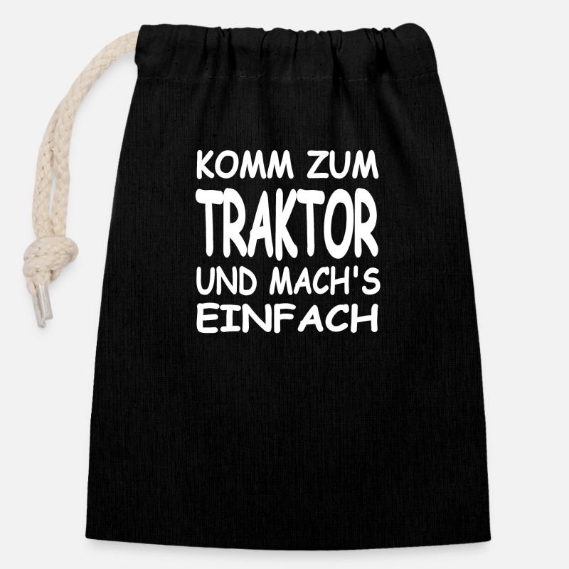 Traktor - Verschließbarer Geschenkbeutel aus Baumwolle (14x20cm) - Schwarz