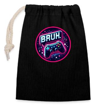Bruh - Gamer-Logo - Verschließbarer Geschenkbeutel aus Baumwolle (14x20cm) - Schwarz - Vorne