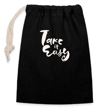 Calme-toi - Sac cadeau en coton avec cordon (14 x 20 cm) - noir - Devant