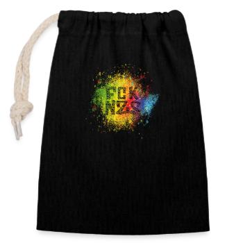 FCK NZS Wall Speckled Colours - Closable cotton gift bag (14x20cm) - black - Front