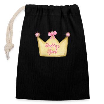 Fille à papa - Sac cadeau en coton avec cordon (14 x 20 cm) - noir - Devant