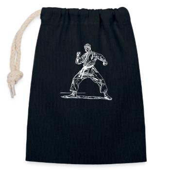 Judo Coach in Fighting Pose - Closable cotton gift bag (14x20cm) - navy - Front
