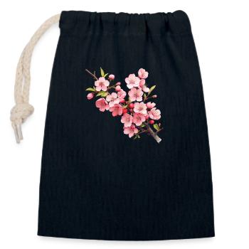Cherry Blossom - Closable cotton gift bag (14x20cm) - navy - Front